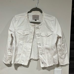 Sanctuary white denim frayed jacket size small